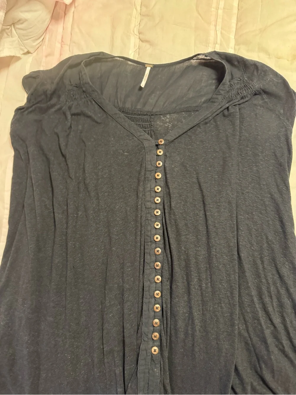 Free people linen blend grey blouse with button detail size S